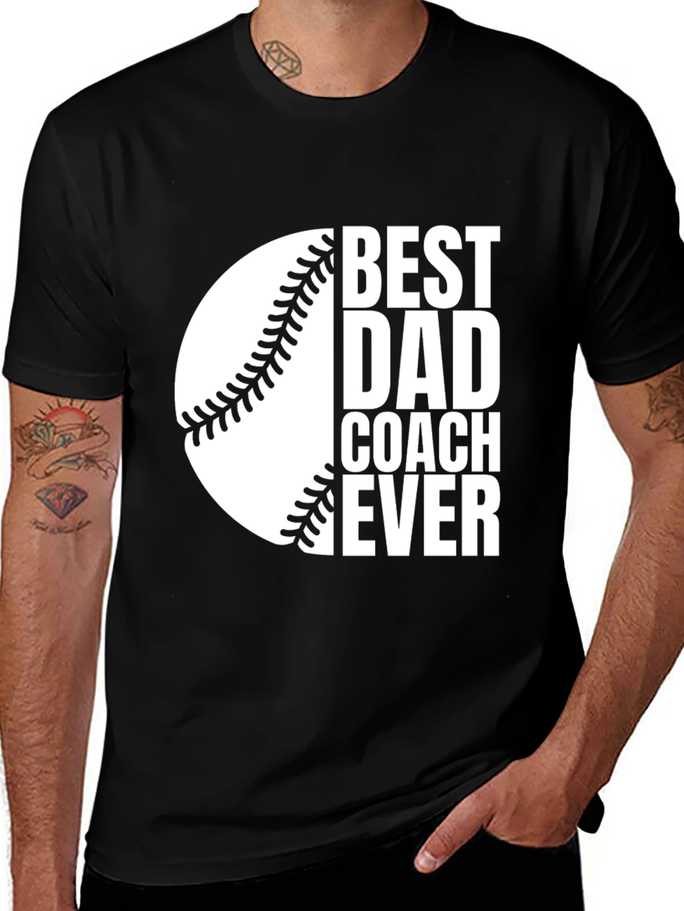 Best Dad Coach Ever T-Shirt - Baseball Design