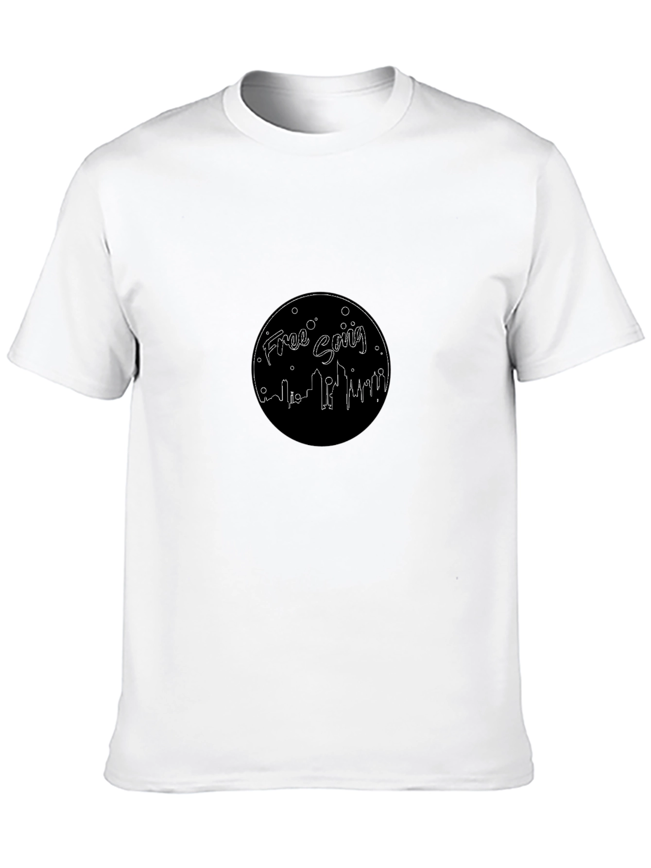 Free Going Cityscape T-Shirt - Black Crew Neck Tee