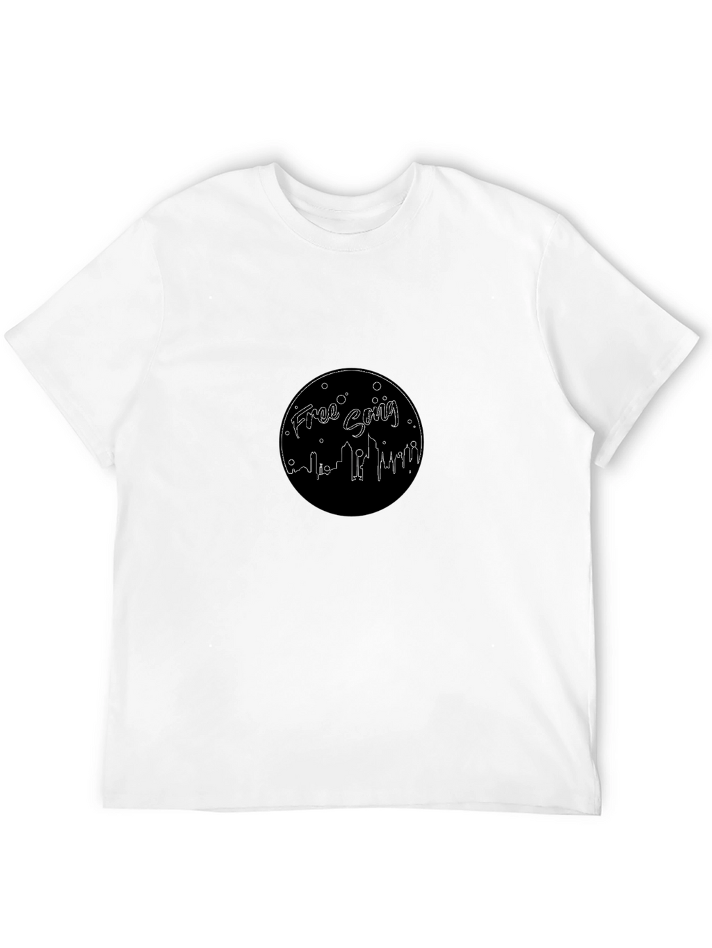 Free Going Cityscape T-Shirt - Black Crew Neck Tee