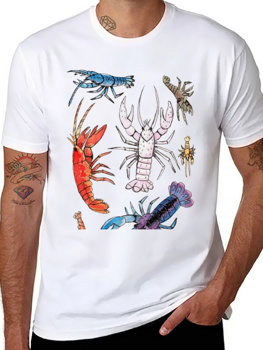 Lobster Graphic Tee - Black Cotton T-Shirt