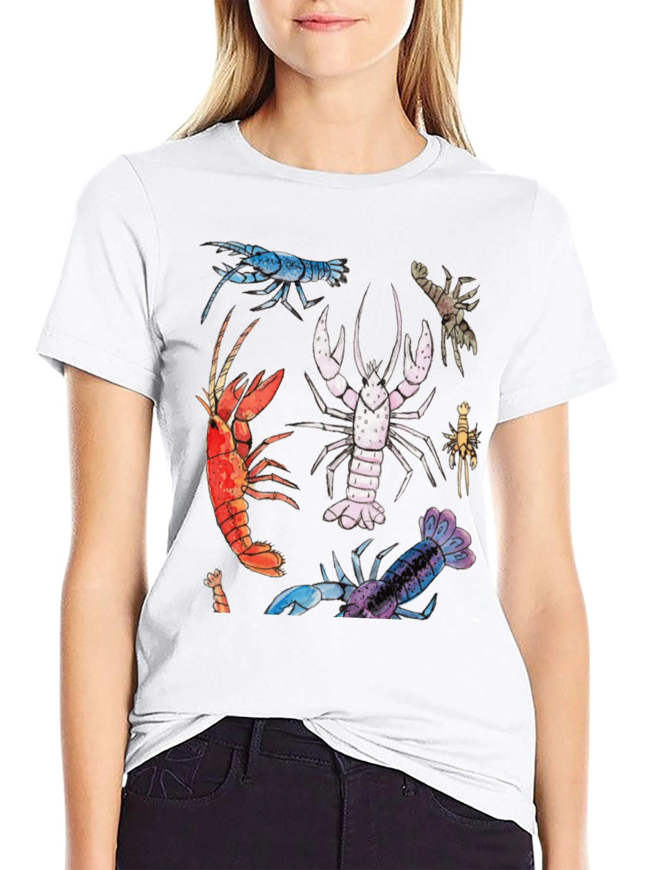 Lobster Graphic Tee - Black Cotton T-Shirt