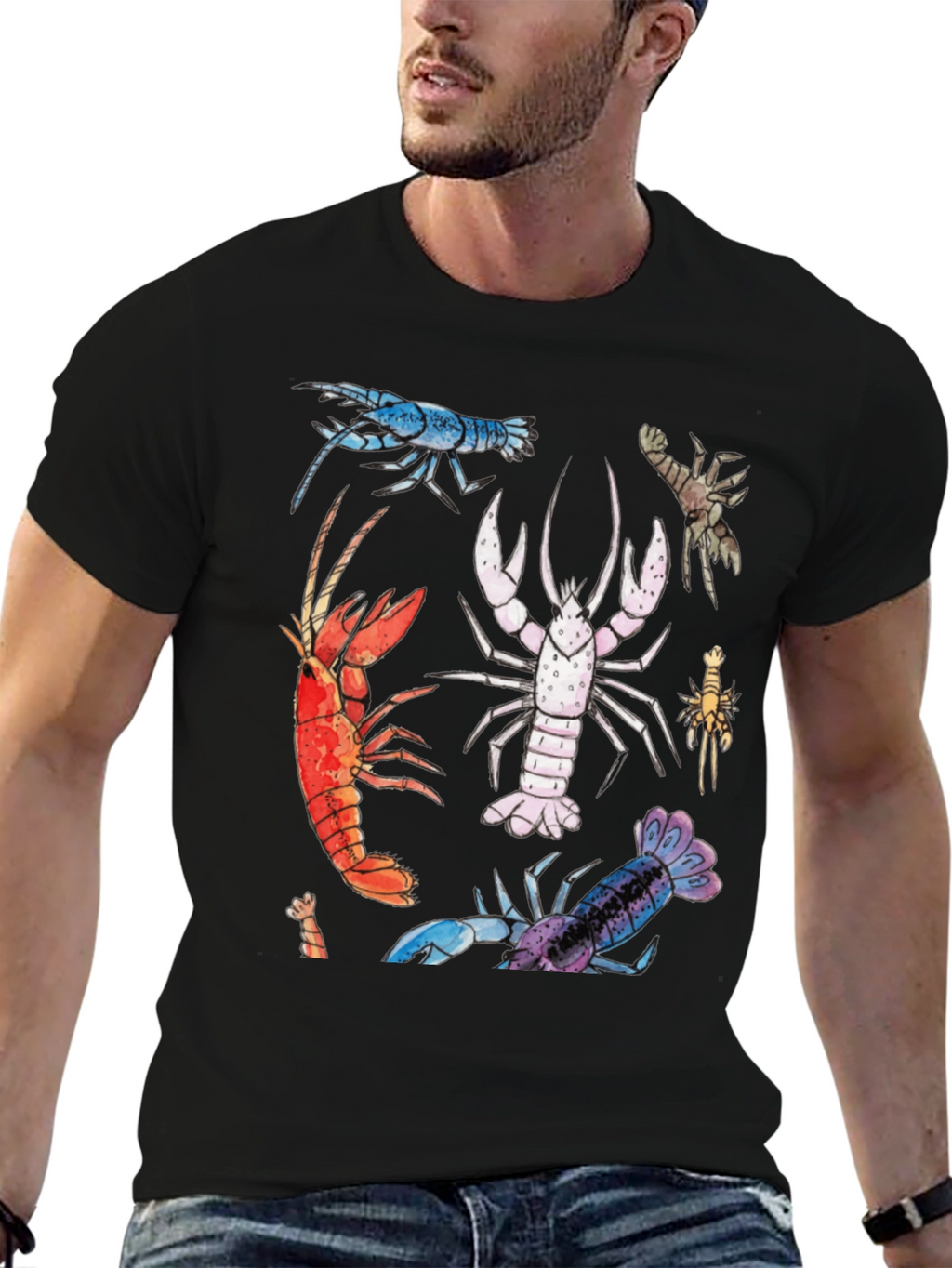 Lobster Graphic Tee - Black Cotton T-Shirt