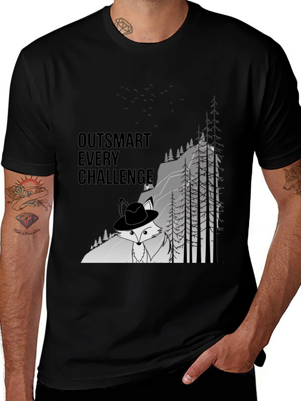 Outsmart Challenge Black Graphic Tee