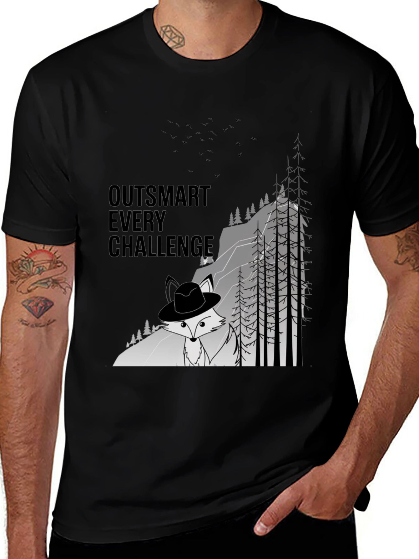 Outsmart Challenge Black Graphic Tee