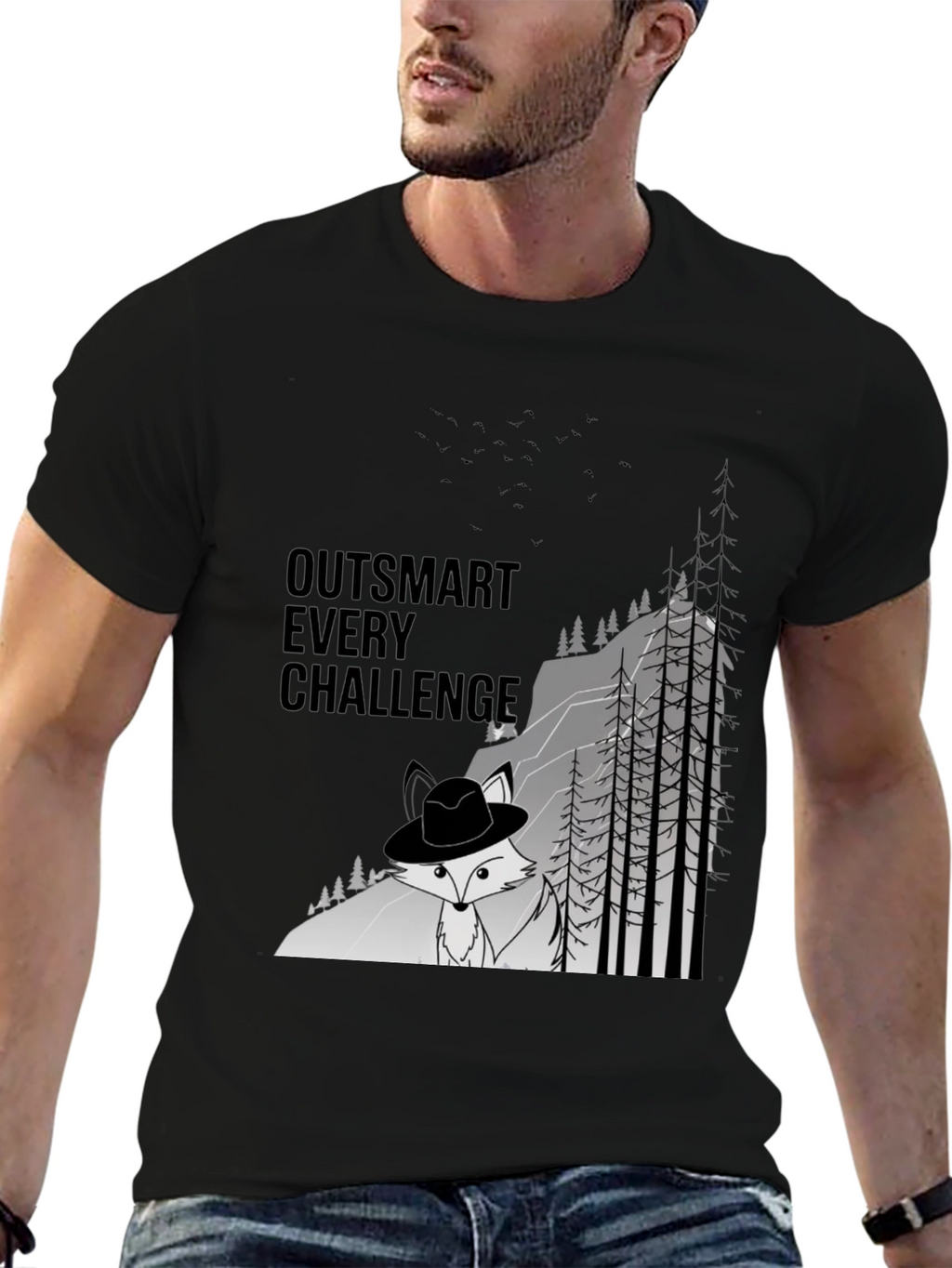 Outsmart Challenge Black Graphic Tee