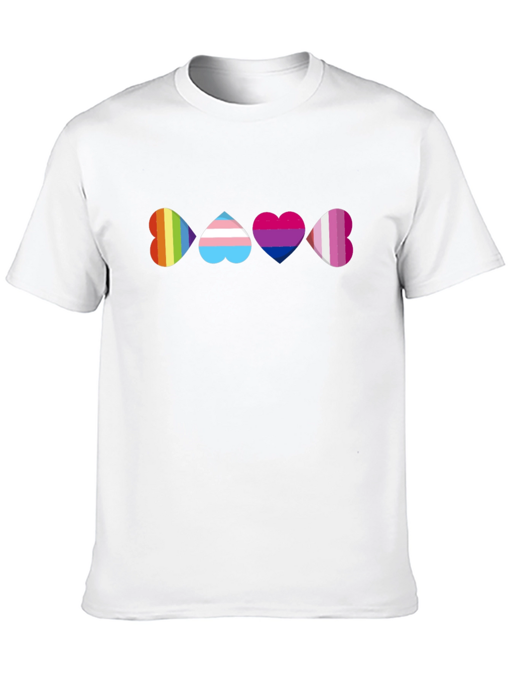 Pride Heart T-Shirt - Rainbow Trans Bi Lesbian