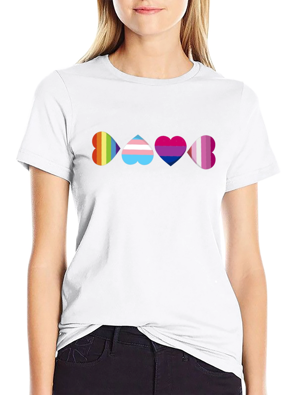 Pride Heart T-Shirt - Rainbow Trans Bi Lesbian