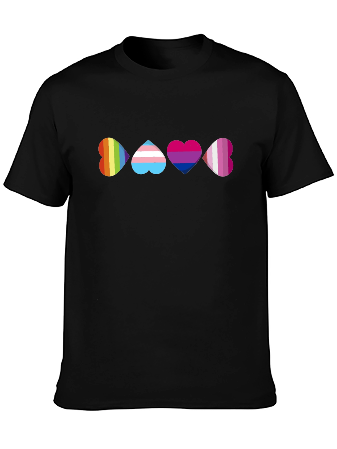 Pride Heart T-Shirt - Rainbow Trans Bi Lesbian