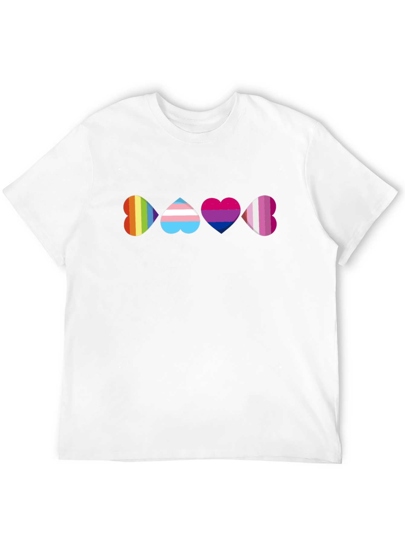 Pride Heart T-Shirt - Rainbow Trans Bi Lesbian