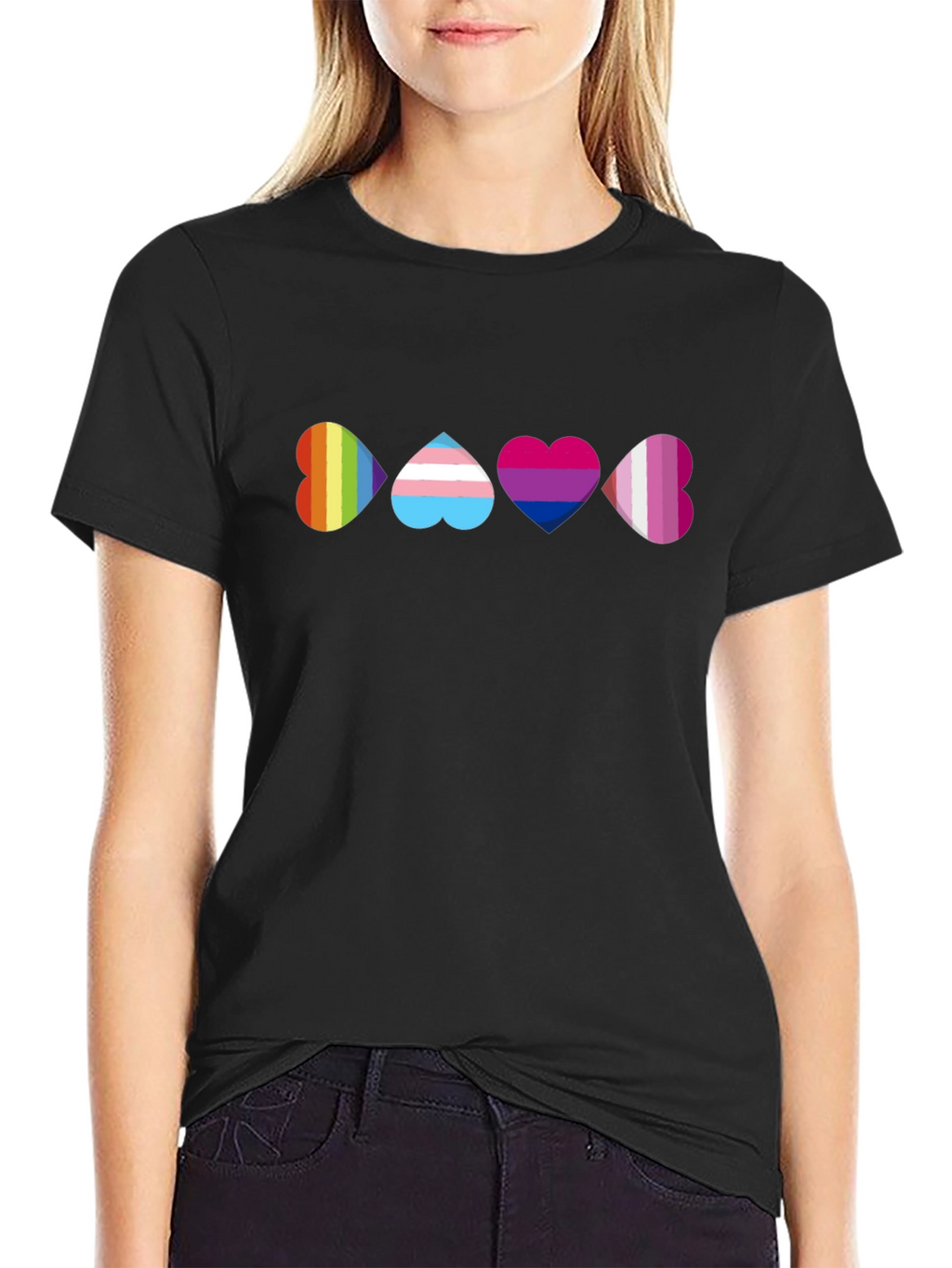Pride Heart T-Shirt - Rainbow Trans Bi Lesbian