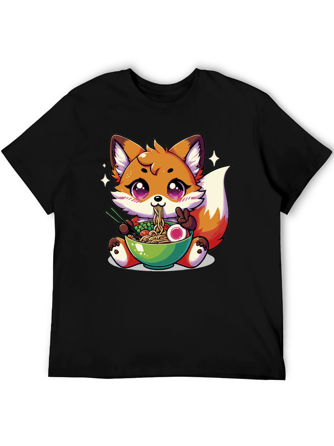 Anime Fox Ramen T-Shirt - Kawaii Noodle Lover Tee