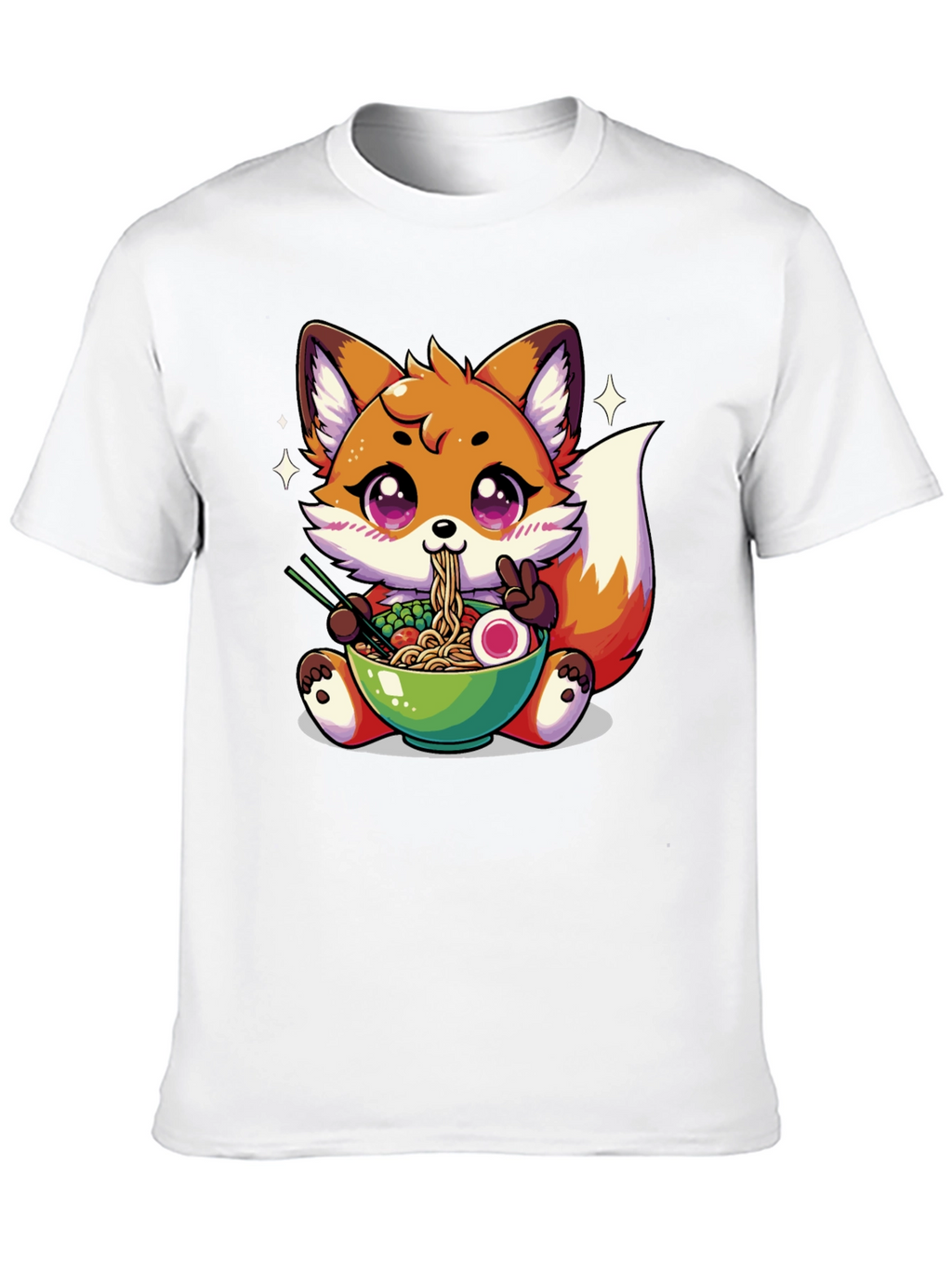 Anime Fox Ramen T-Shirt - Kawaii Noodle Lover Tee