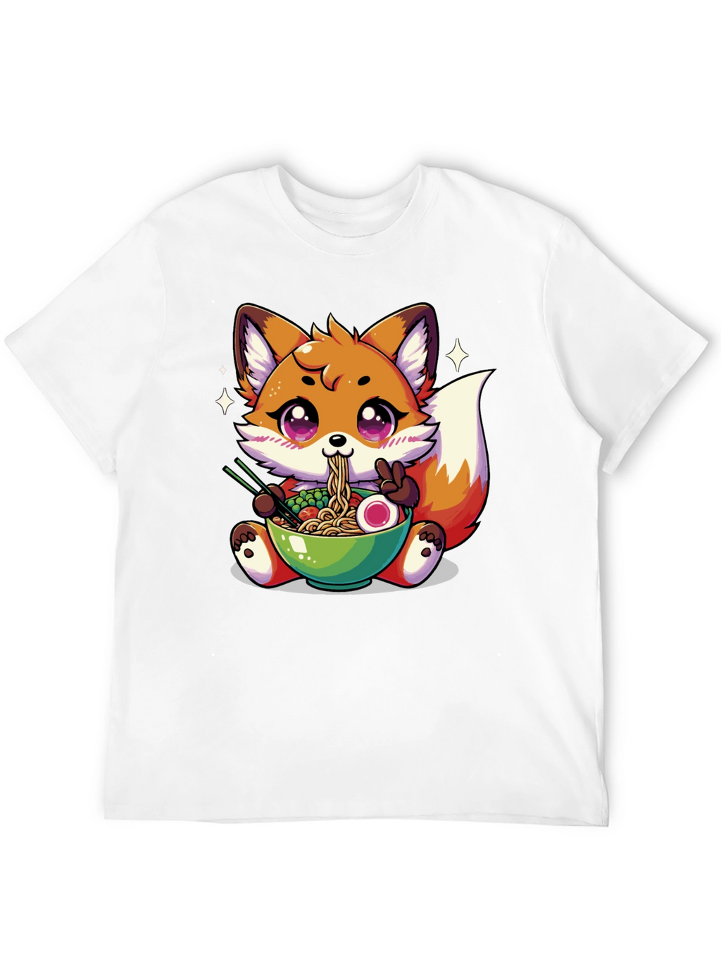 Anime Fox Ramen T-Shirt - Kawaii Noodle Lover Tee