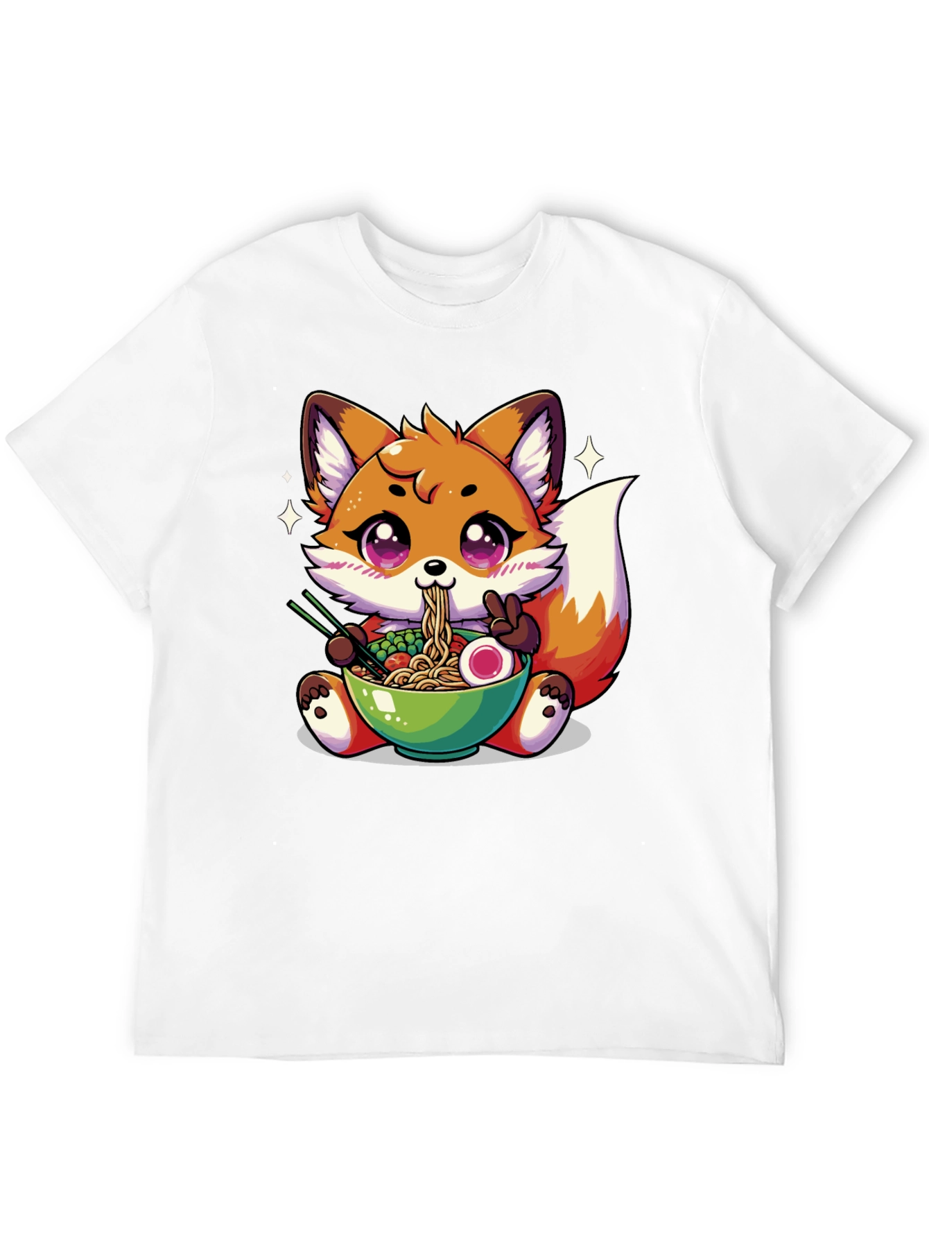 Anime Fox Ramen T-Shirt - Kawaii Noodle Lover Tee