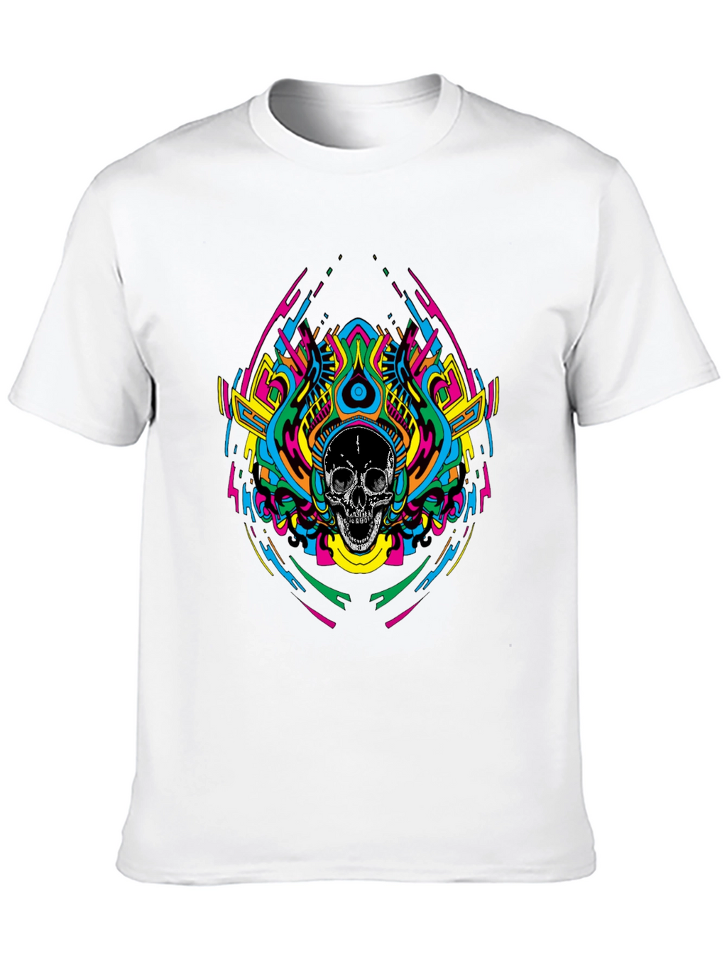 Psychedelic Skull Graphic T-Shirt - Black