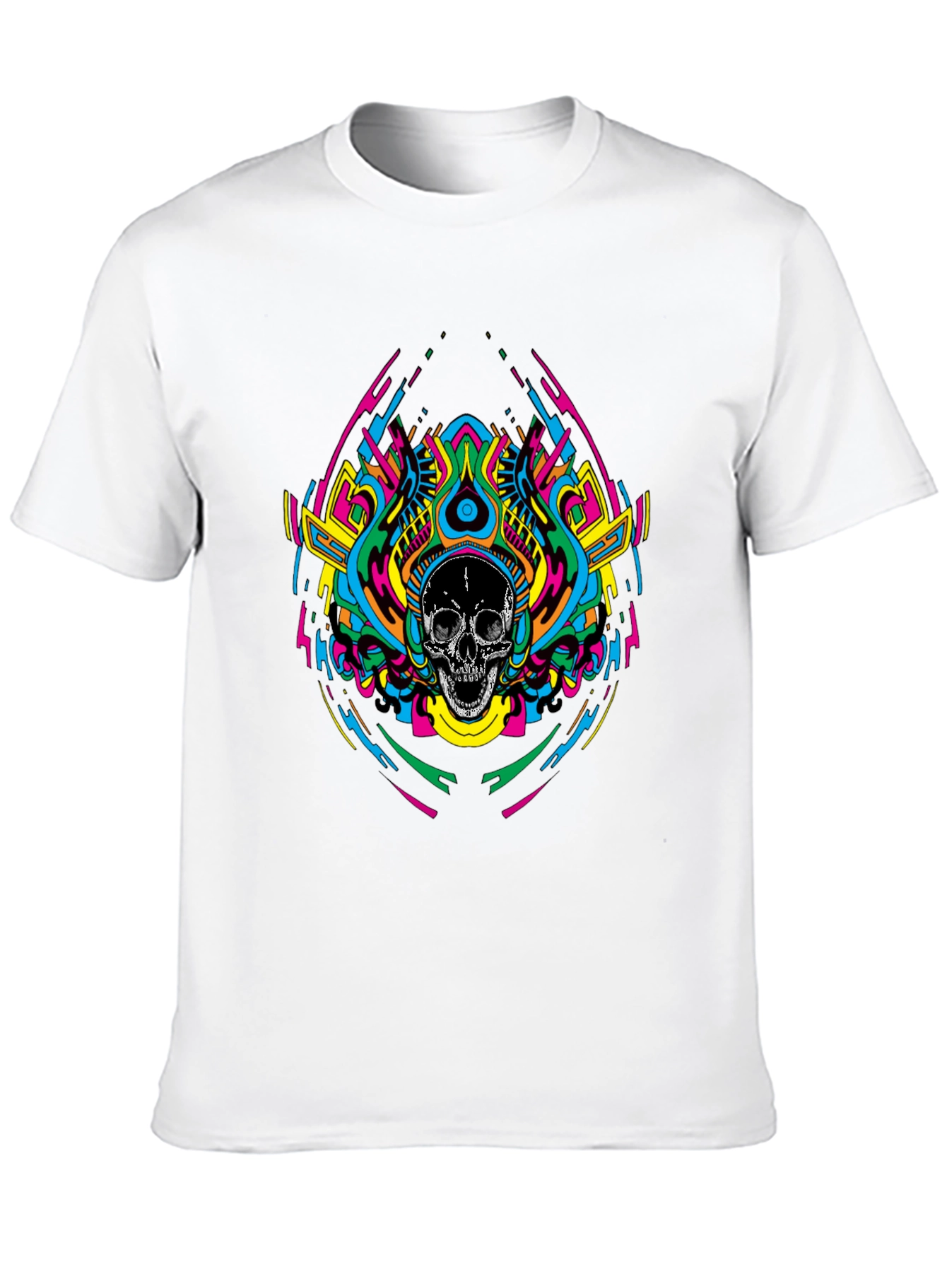 Psychedelic Skull Graphic T-Shirt - Black