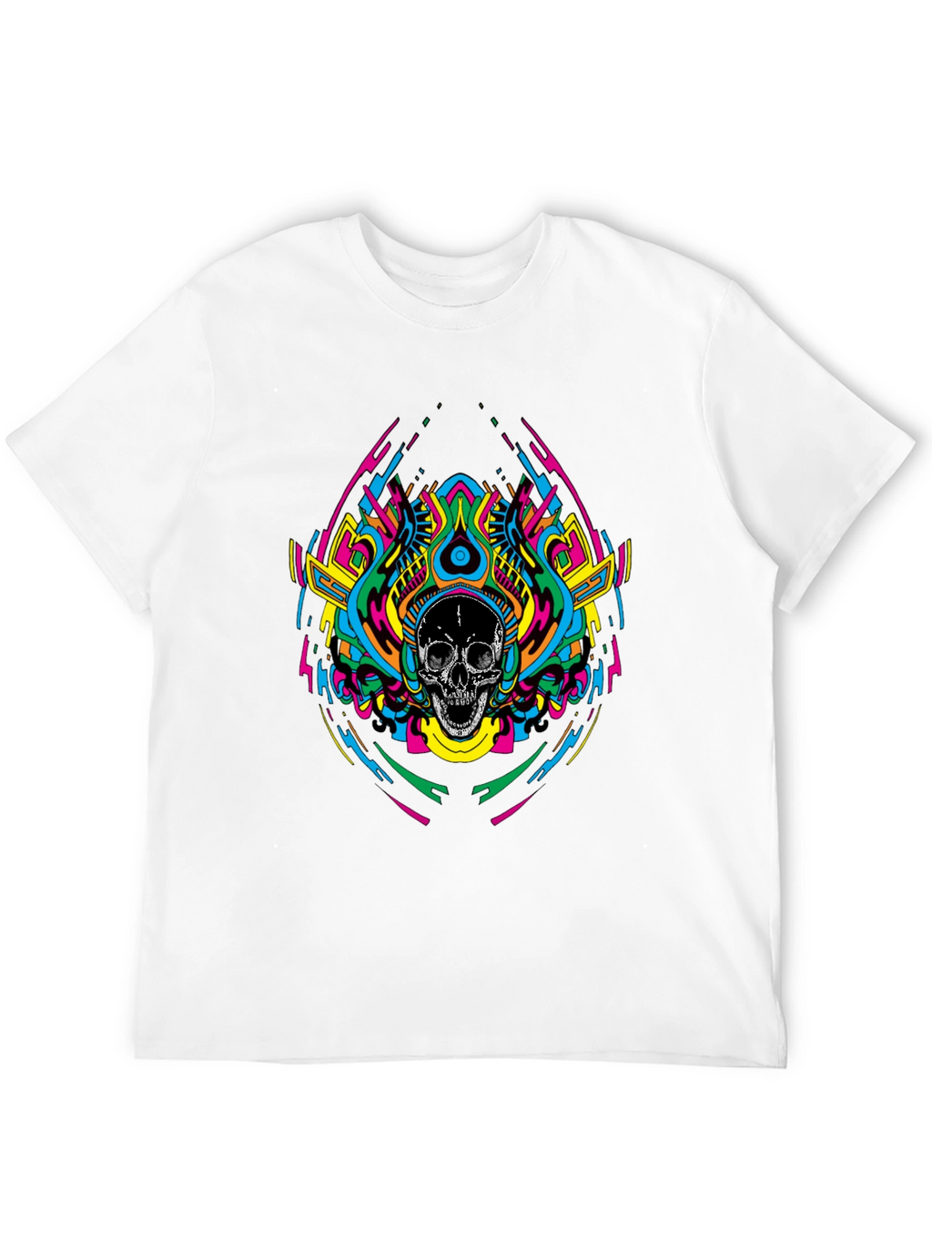 Psychedelic Skull Graphic T-Shirt - Black