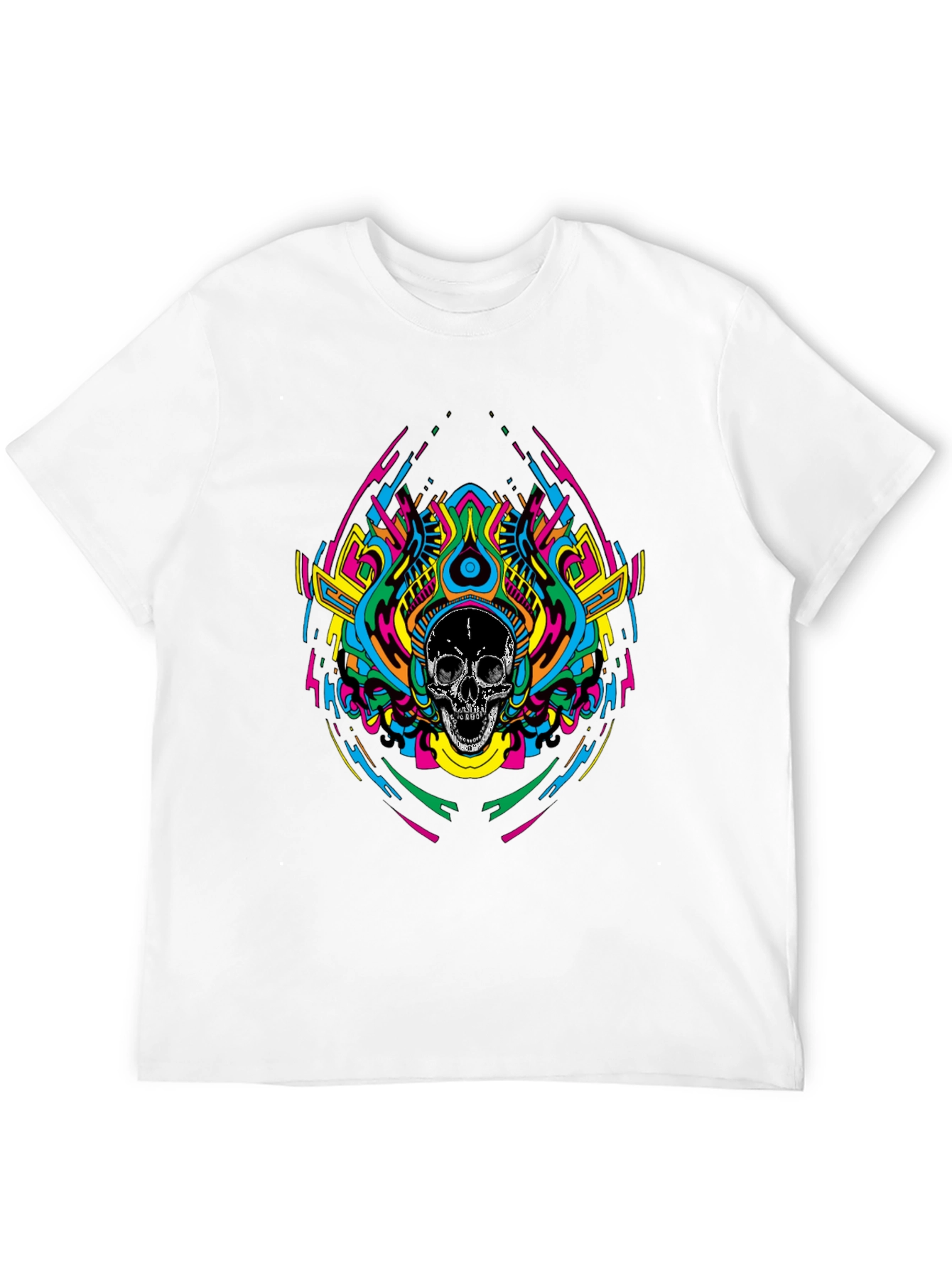 Psychedelic Skull Graphic T-Shirt - Black