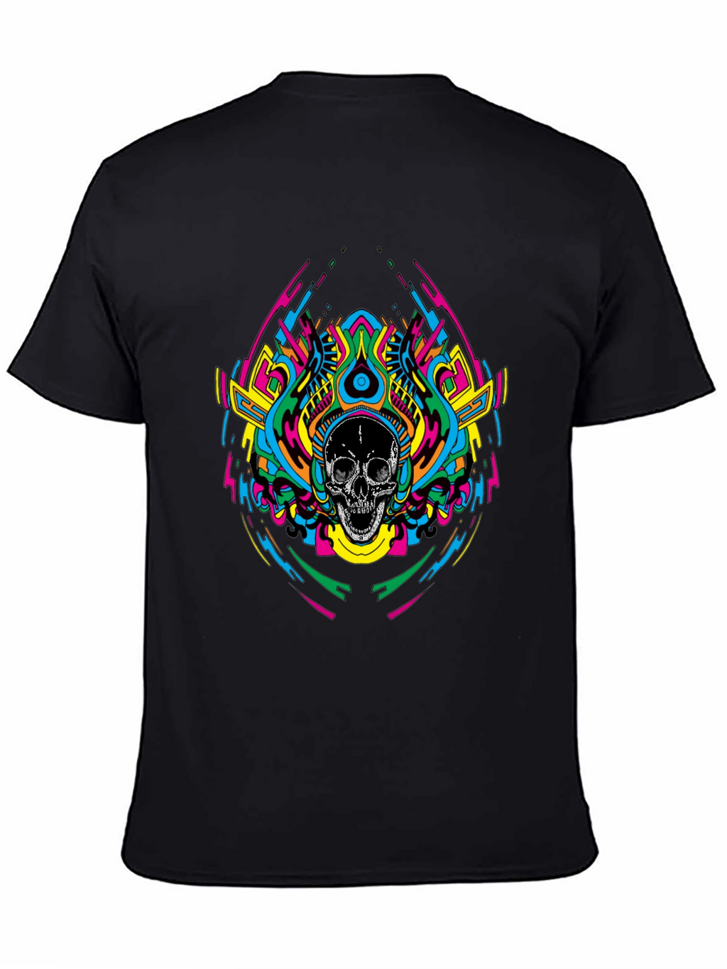 Psychedelic Skull Graphic T-Shirt - Black