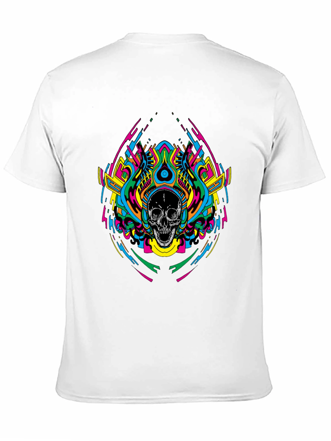 Psychedelic Skull Graphic T-Shirt - Black