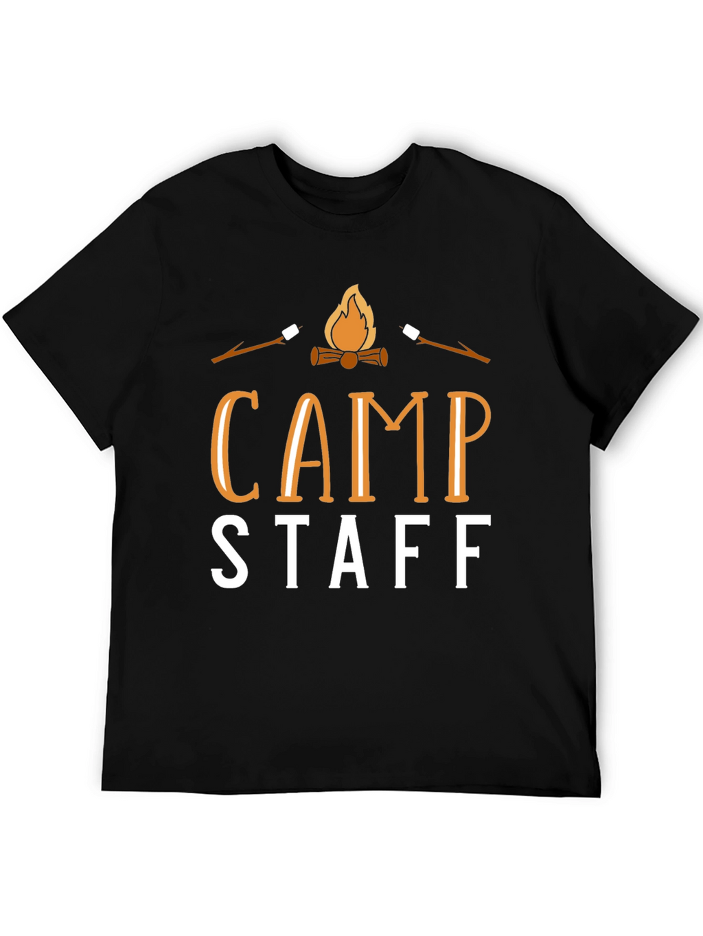 Camp Staff Black T-Shirt - Marshmallow Roast Design