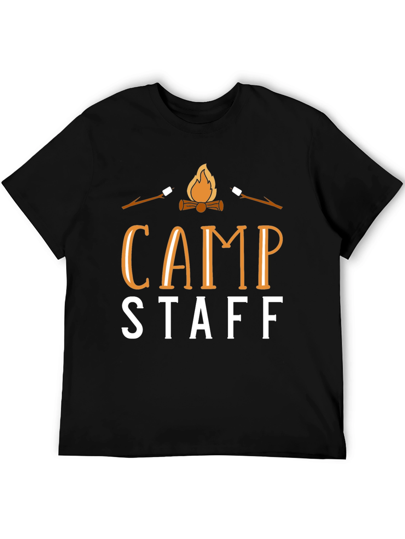 Camp Staff Black T-Shirt - Marshmallow Roast Design