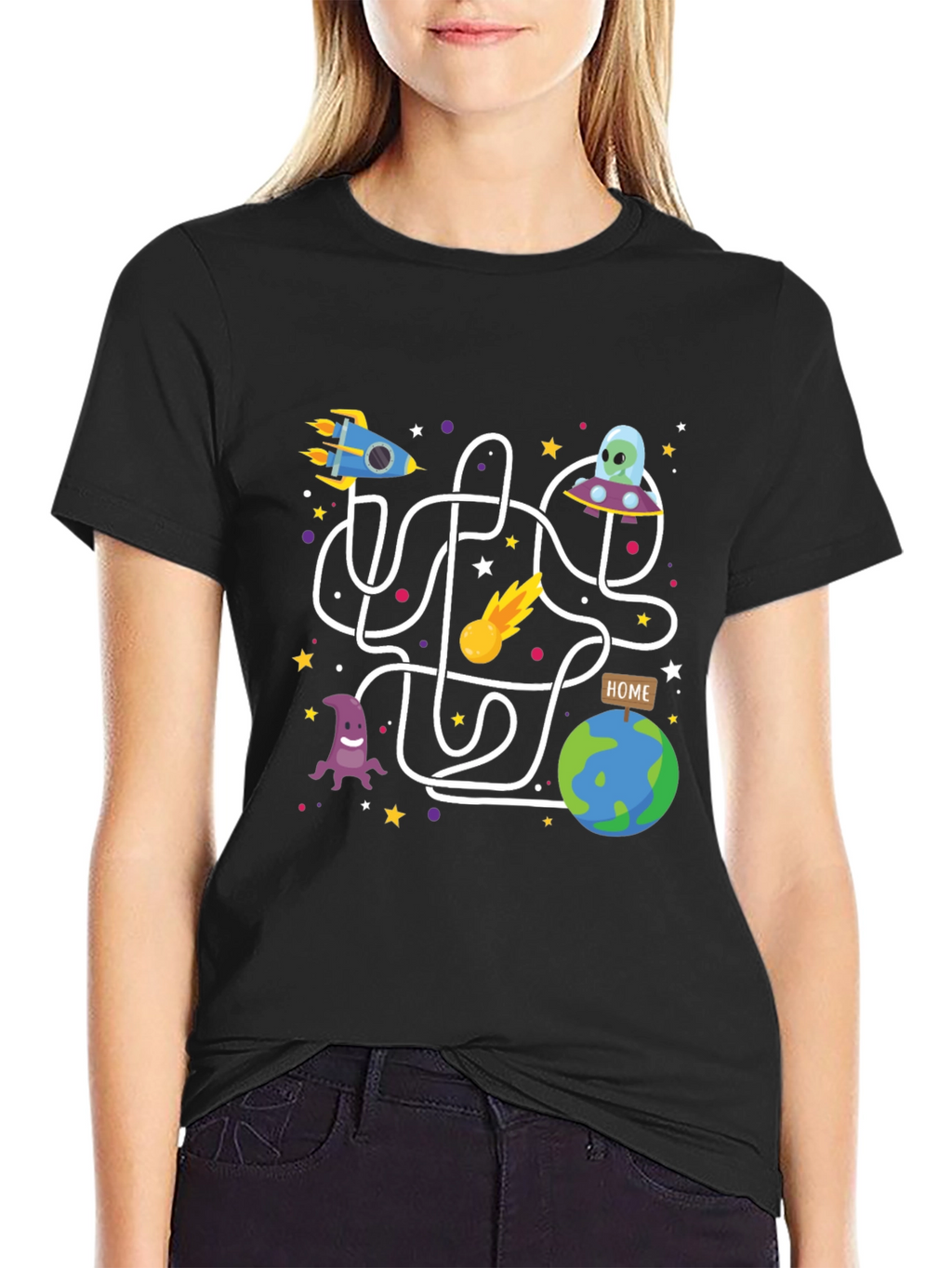 Space Maze Graphic Tee - Black