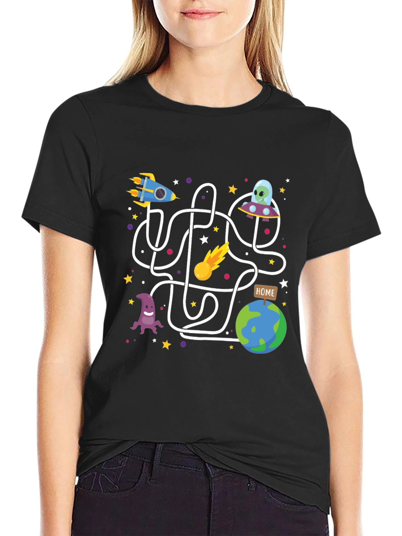 Space Maze Graphic Tee - Black