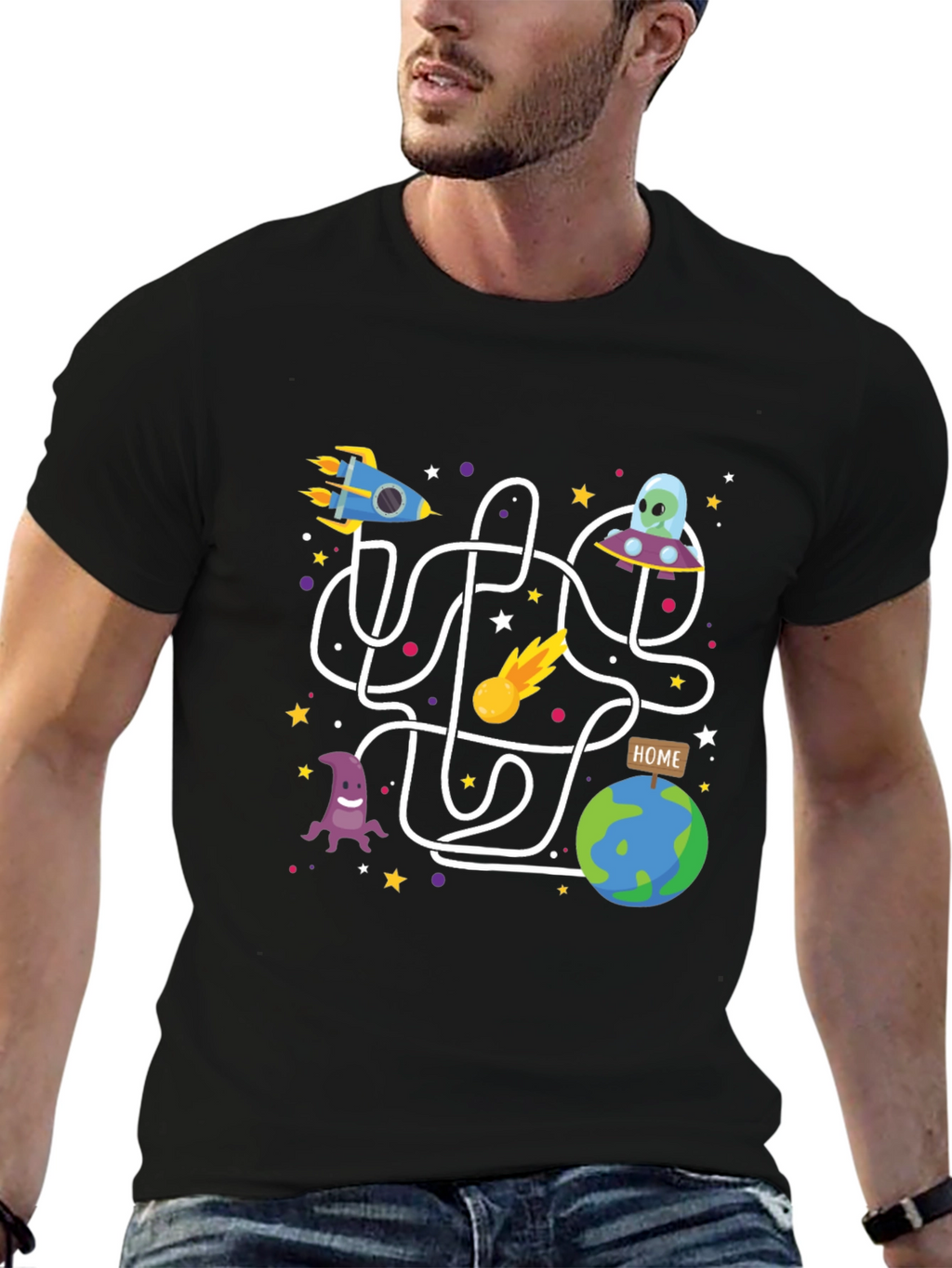 Space Maze Graphic Tee - Black