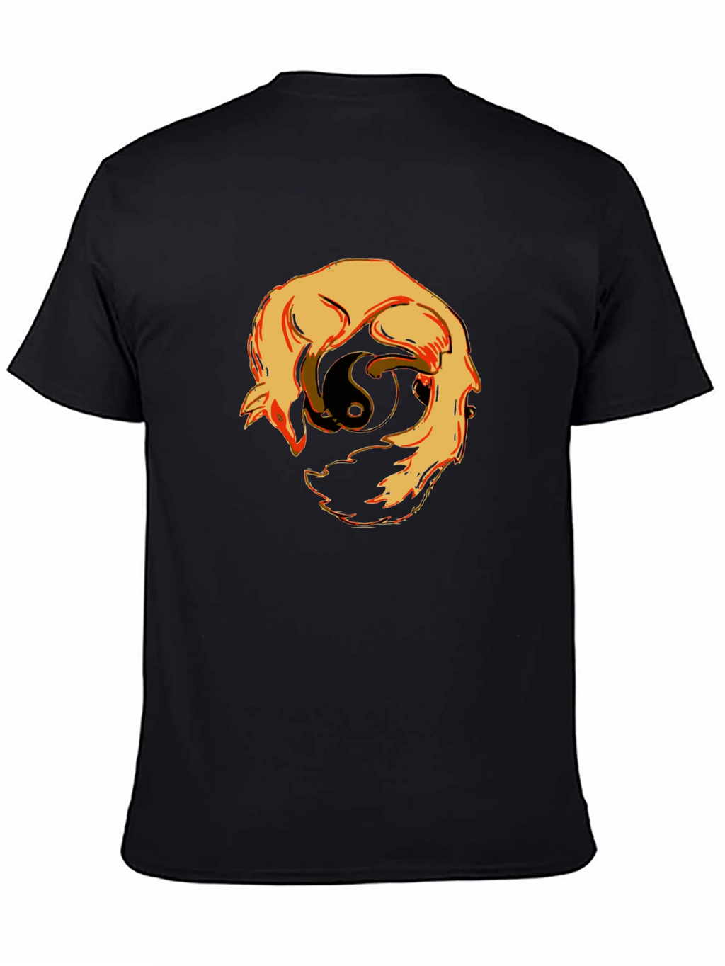 Yin Yang Wolves Graphic T-Shirt - Black