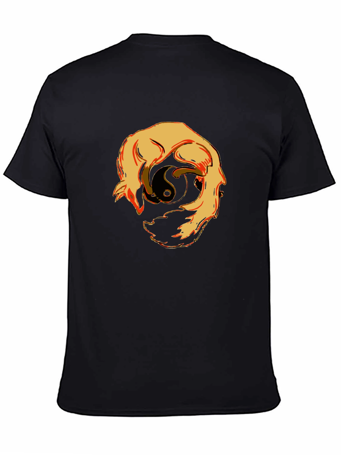 Yin Yang Wolves Graphic T-Shirt - Black