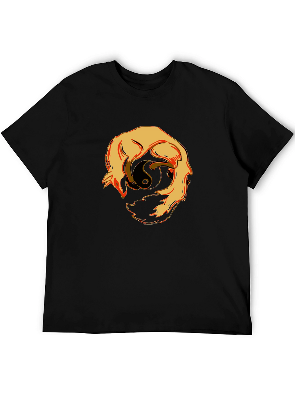 Yin Yang Wolves Graphic T-Shirt - Black