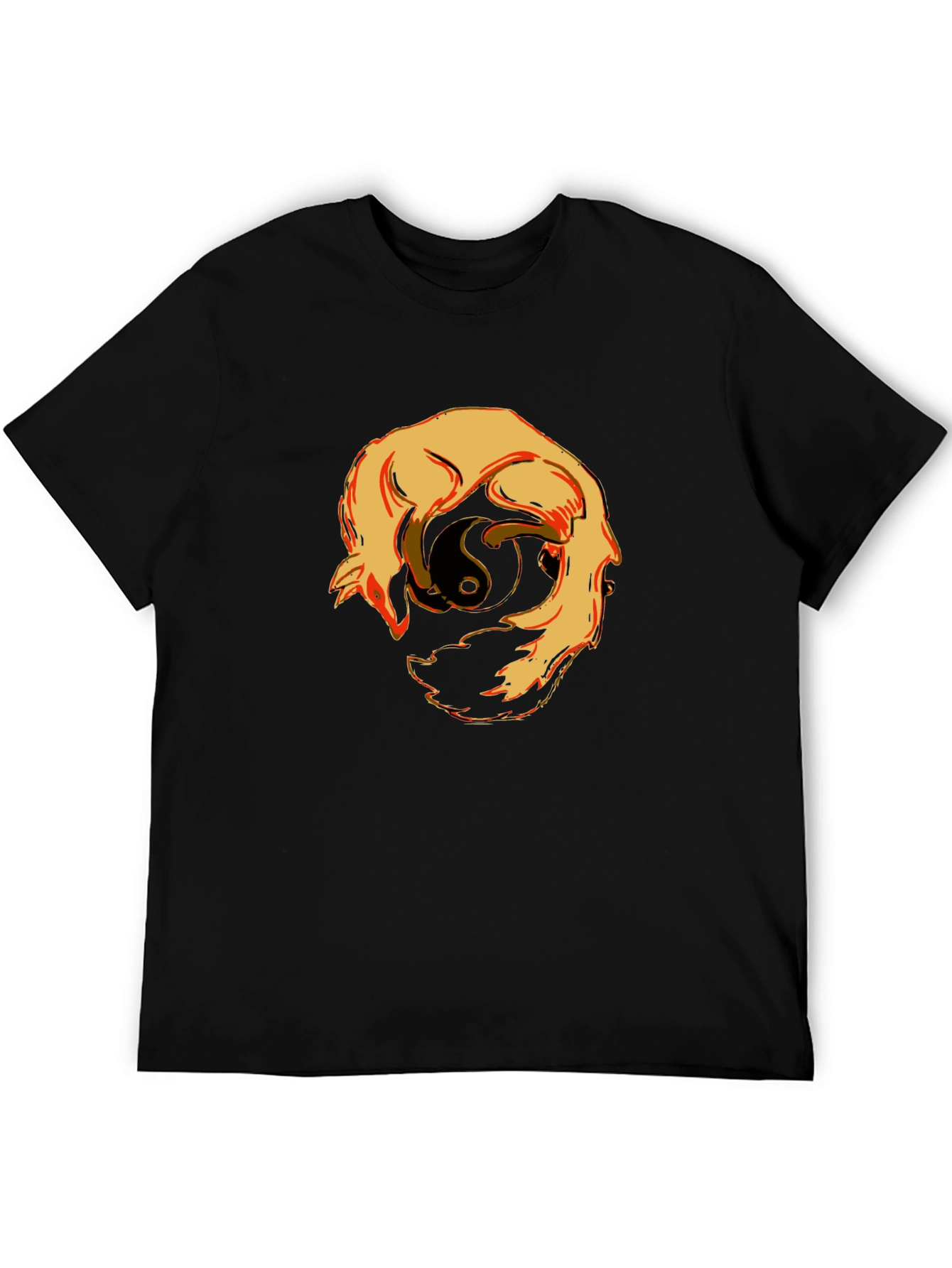 Yin Yang Wolves Graphic T-Shirt - Black