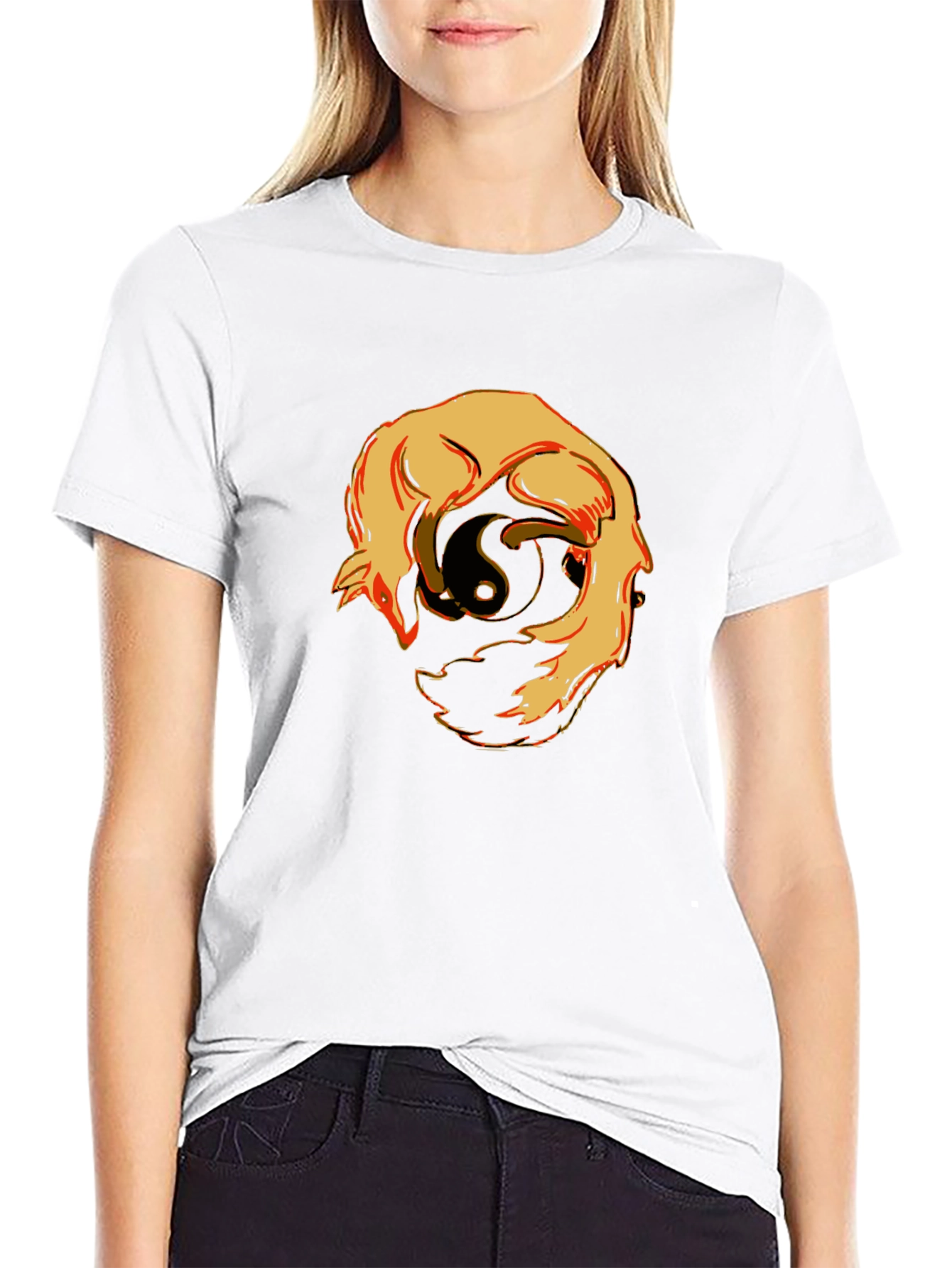 Yin Yang Wolves Graphic T-Shirt - Black