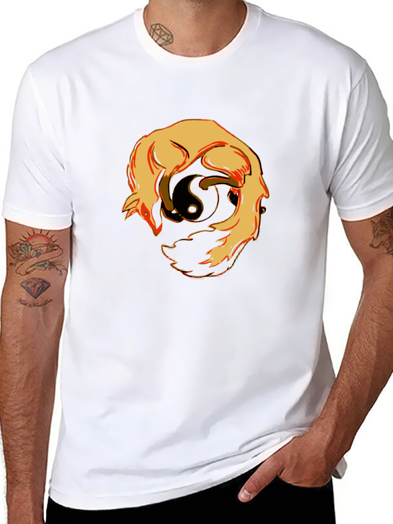Yin Yang Wolves Graphic T-Shirt - Black