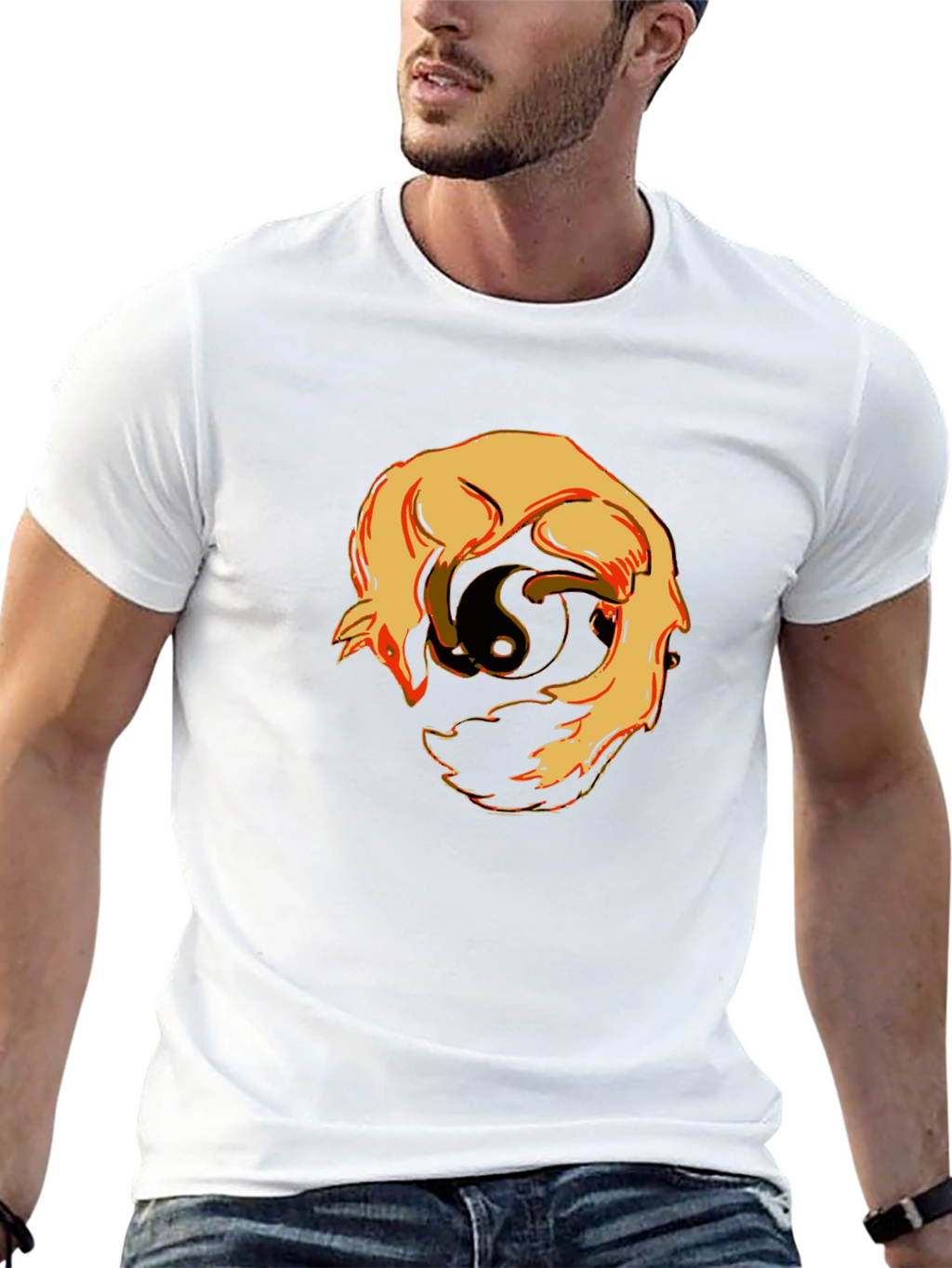 Yin Yang Wolves Graphic T-Shirt - Black