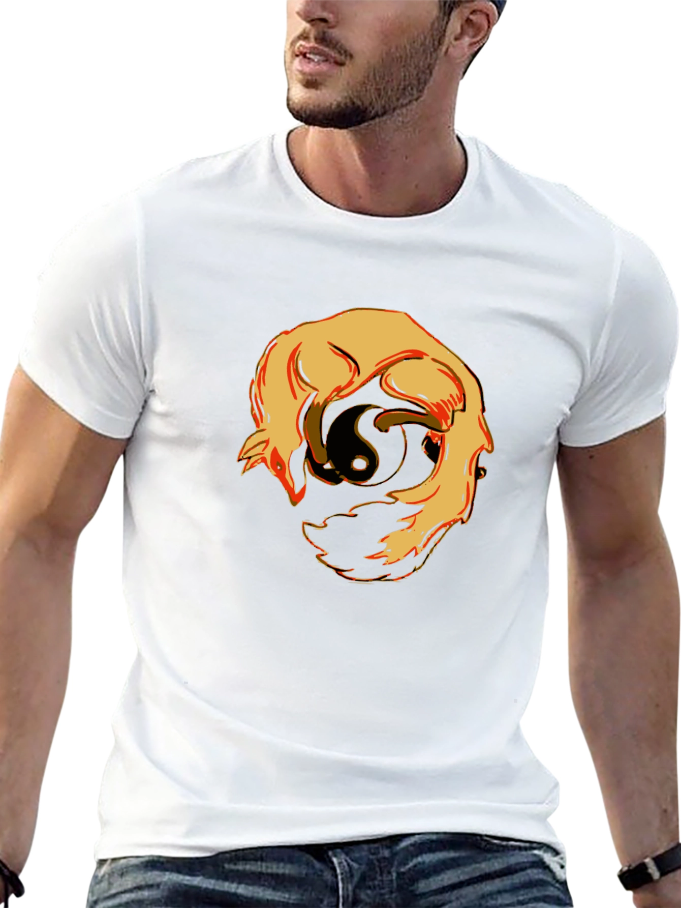 Yin Yang Wolves Graphic T-Shirt - Black