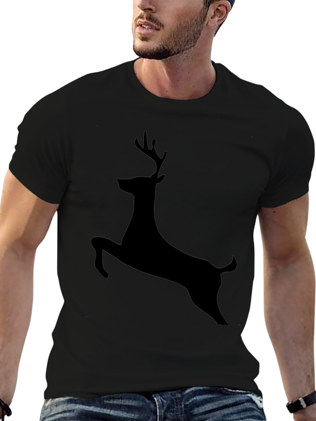 Black Deer Silhouette Graphic Tee