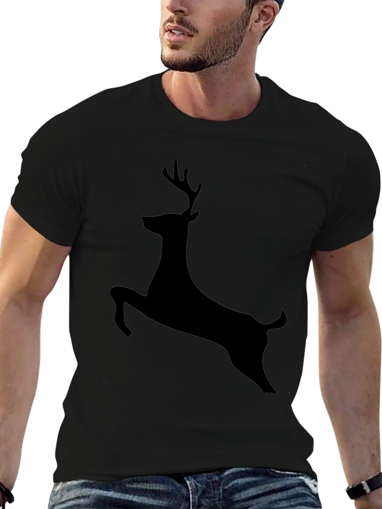 Black Deer Silhouette Graphic Tee