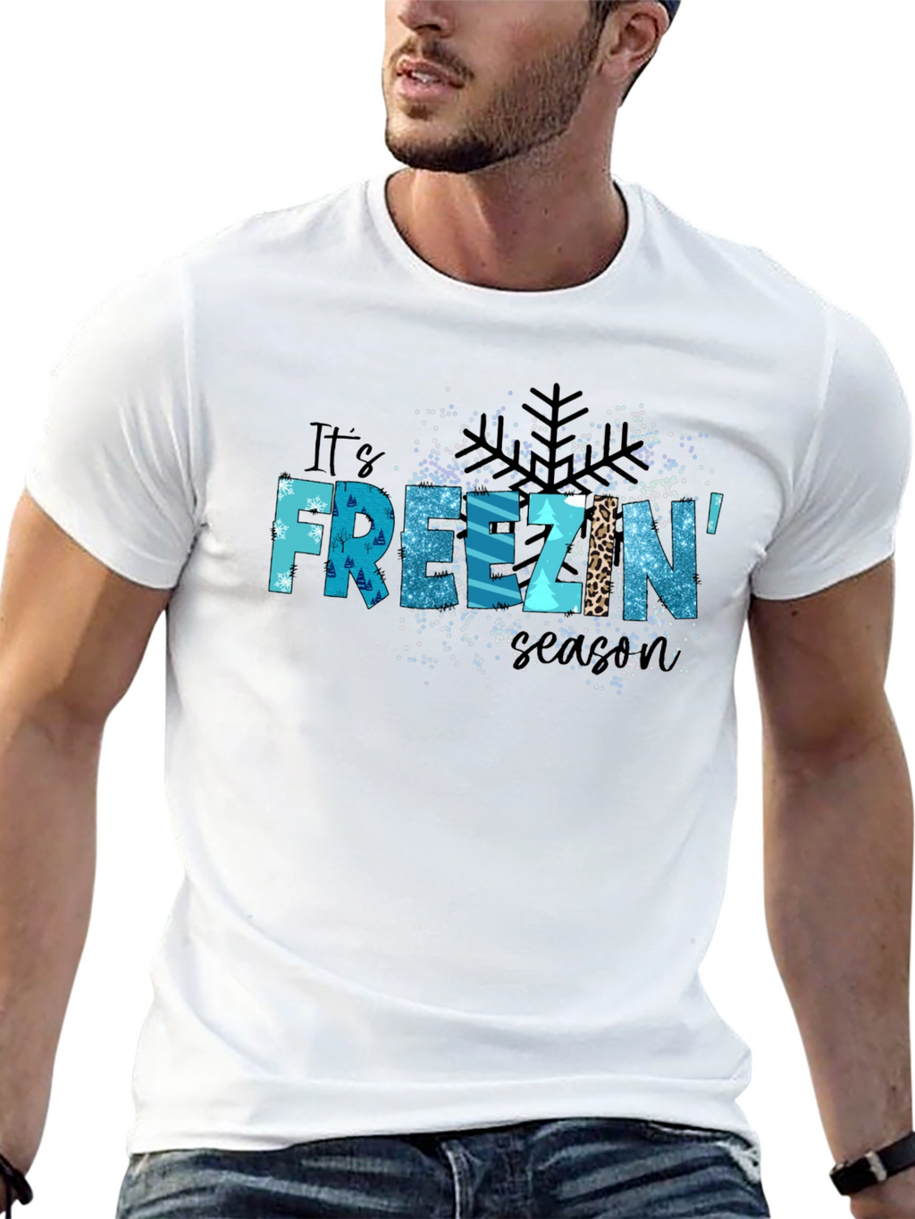 Its Freezin Season Black Graphic T-Shirt