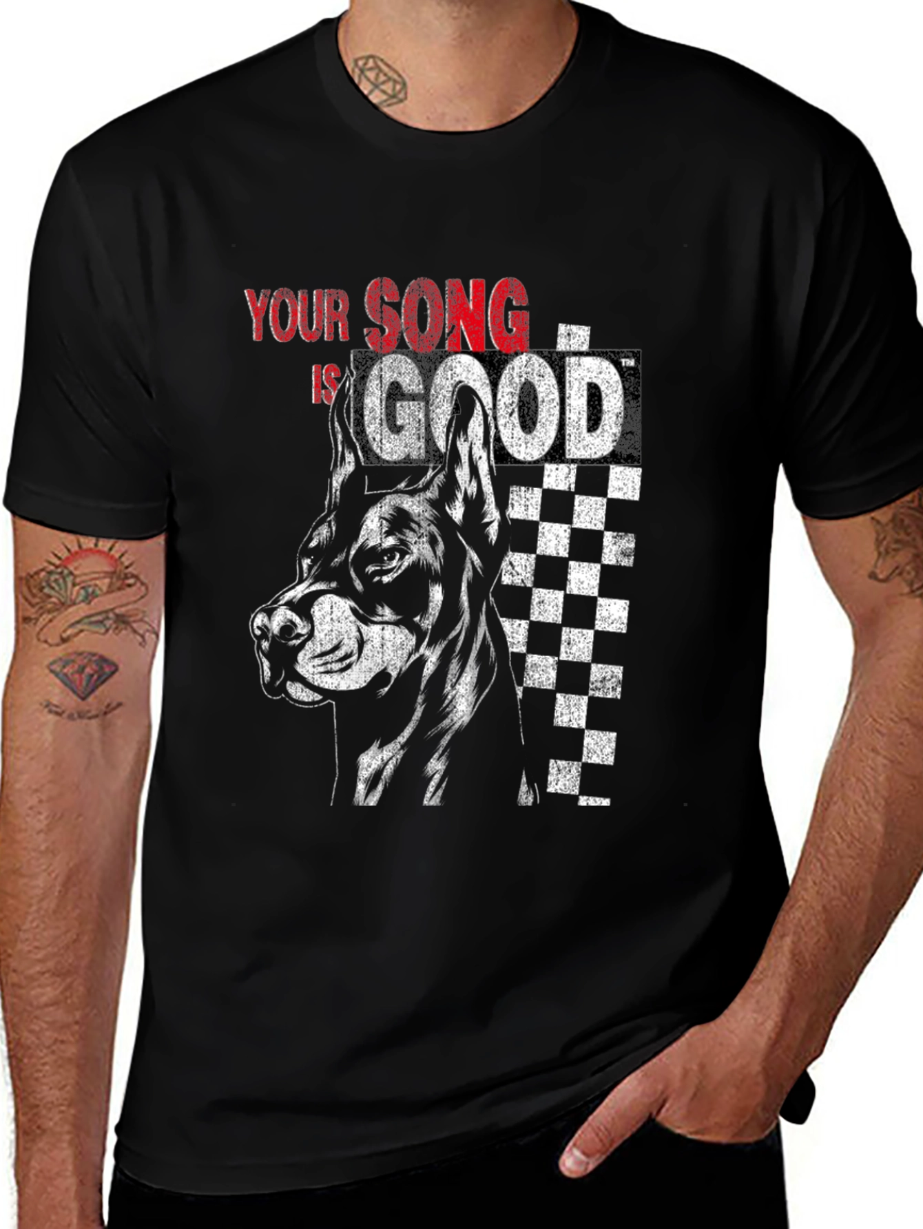 Your Song is Good Dog Graphic Tee - Black Cotton Blend