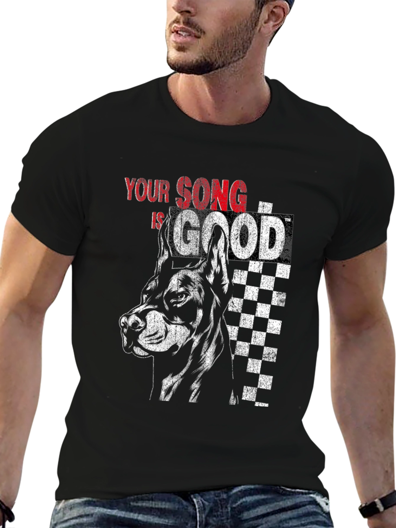 Your Song is Good Dog Graphic Tee - Black Cotton Blend