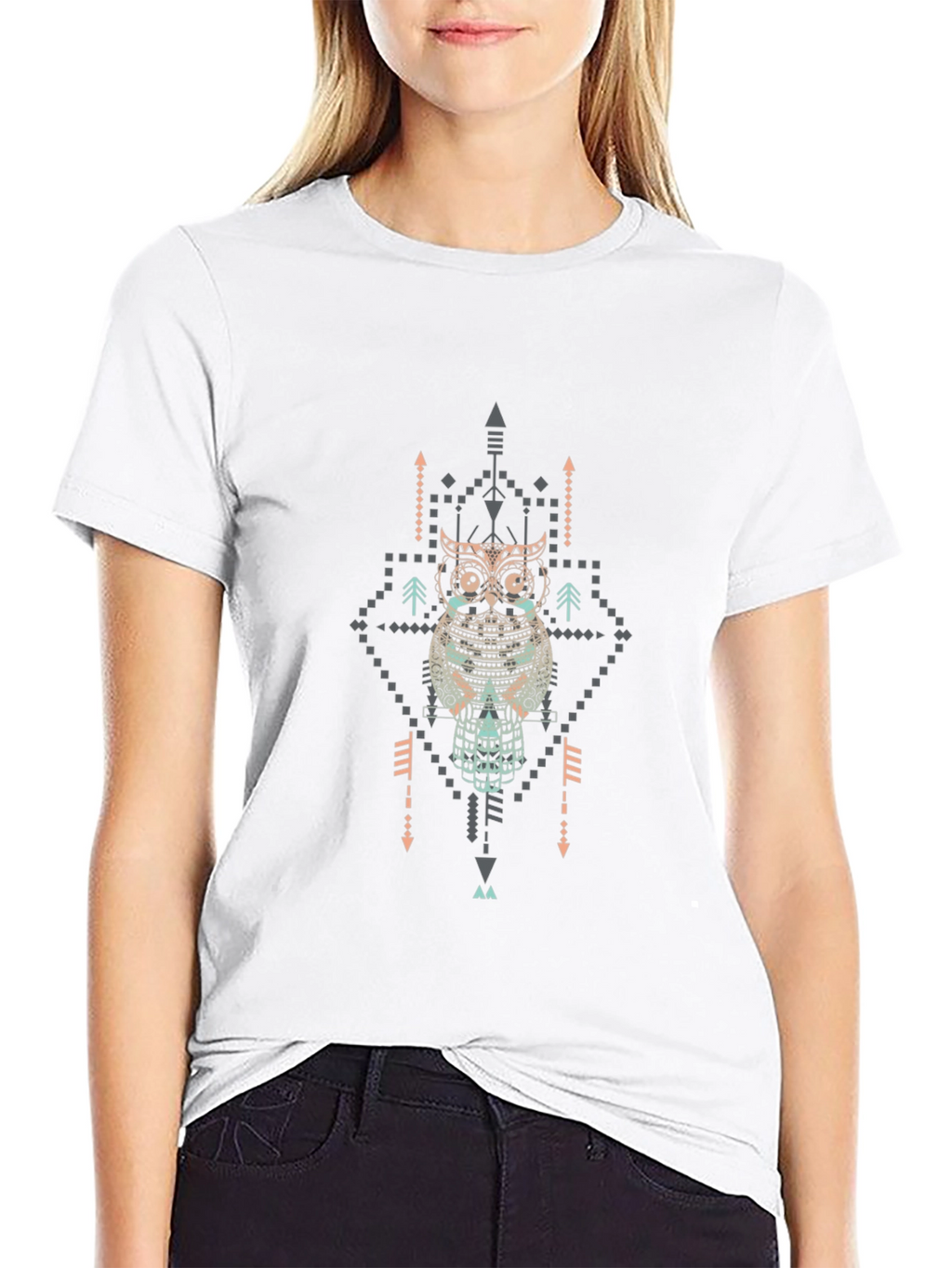 Aztec Owl Graphic Print T-Shirt