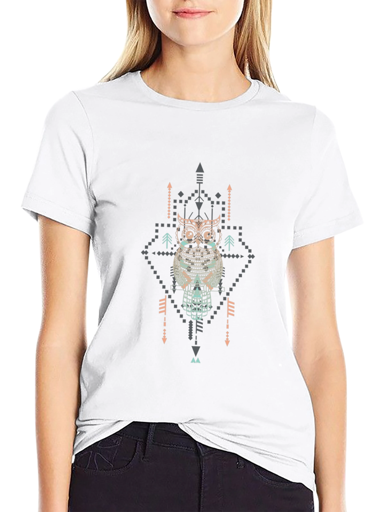 Aztec Owl Graphic Print T-Shirt