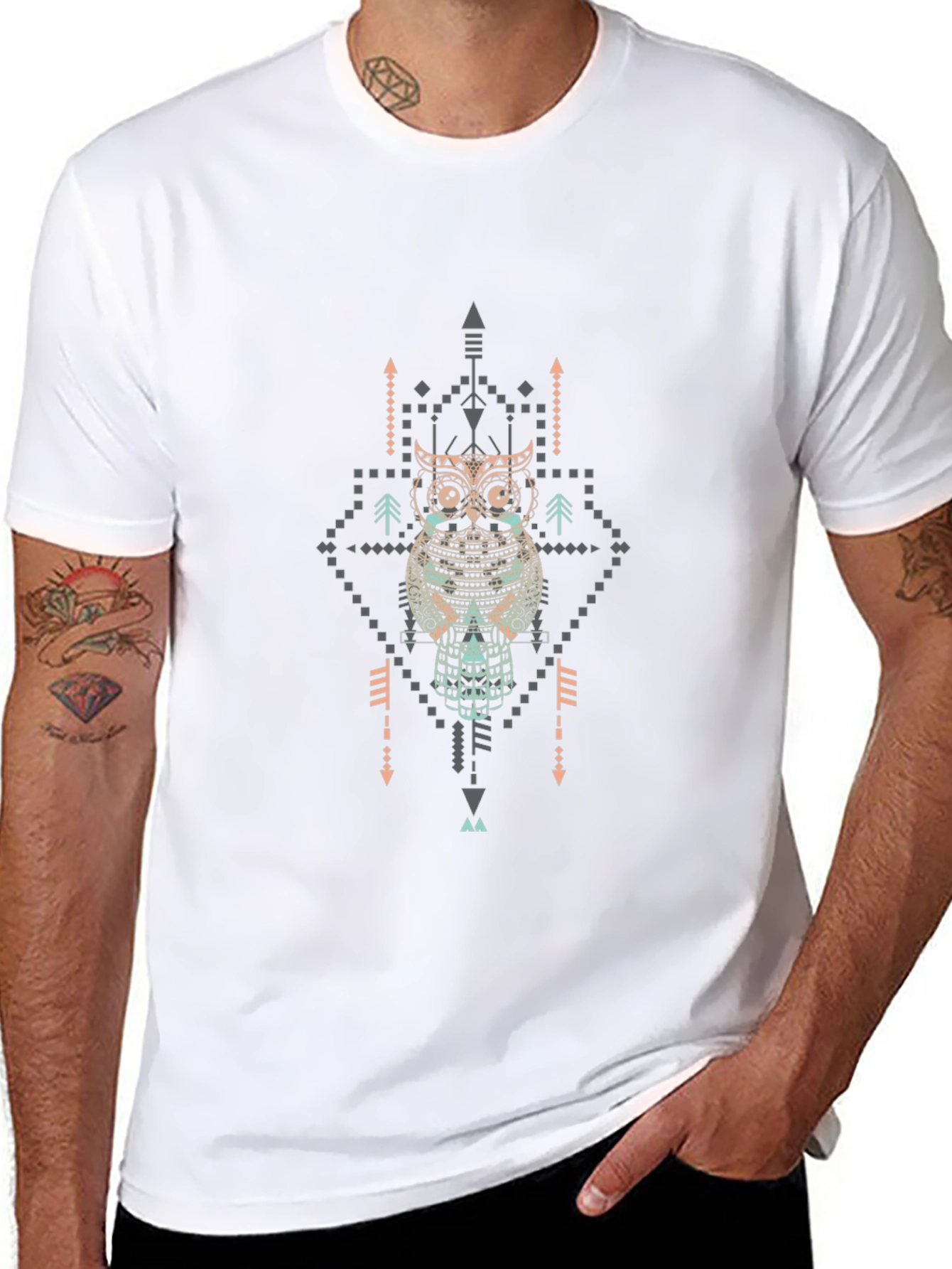 Aztec Owl Graphic Print T-Shirt