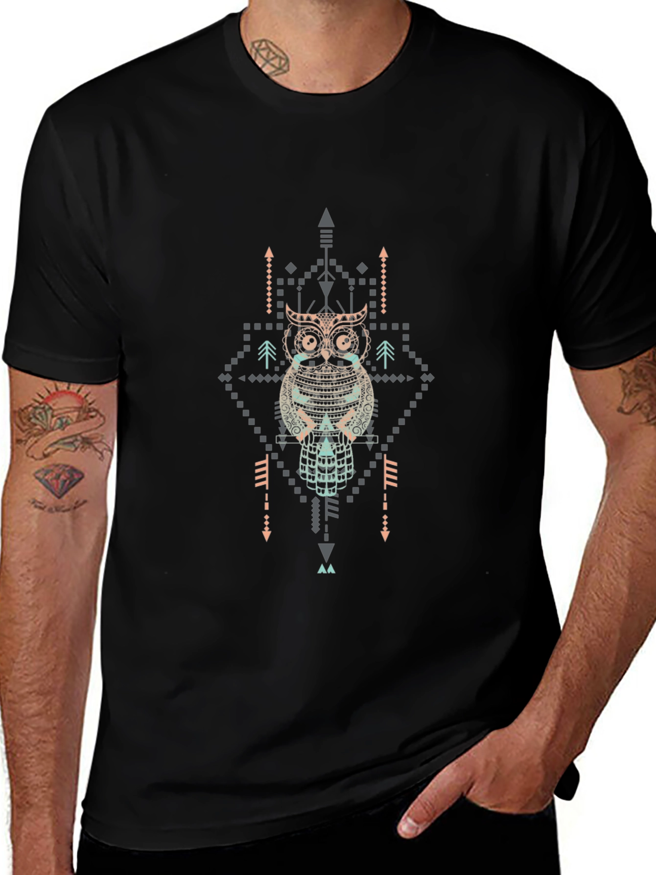 Aztec Owl Graphic Print T-Shirt