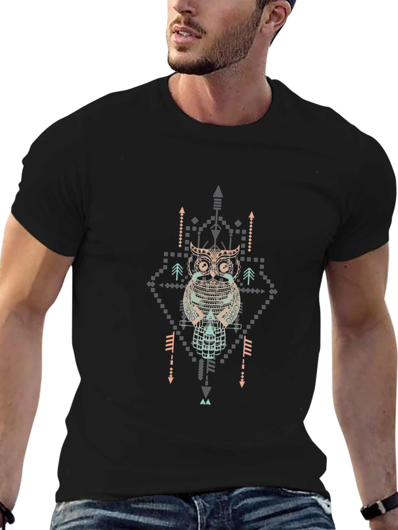 Aztec Owl Graphic Print T-Shirt