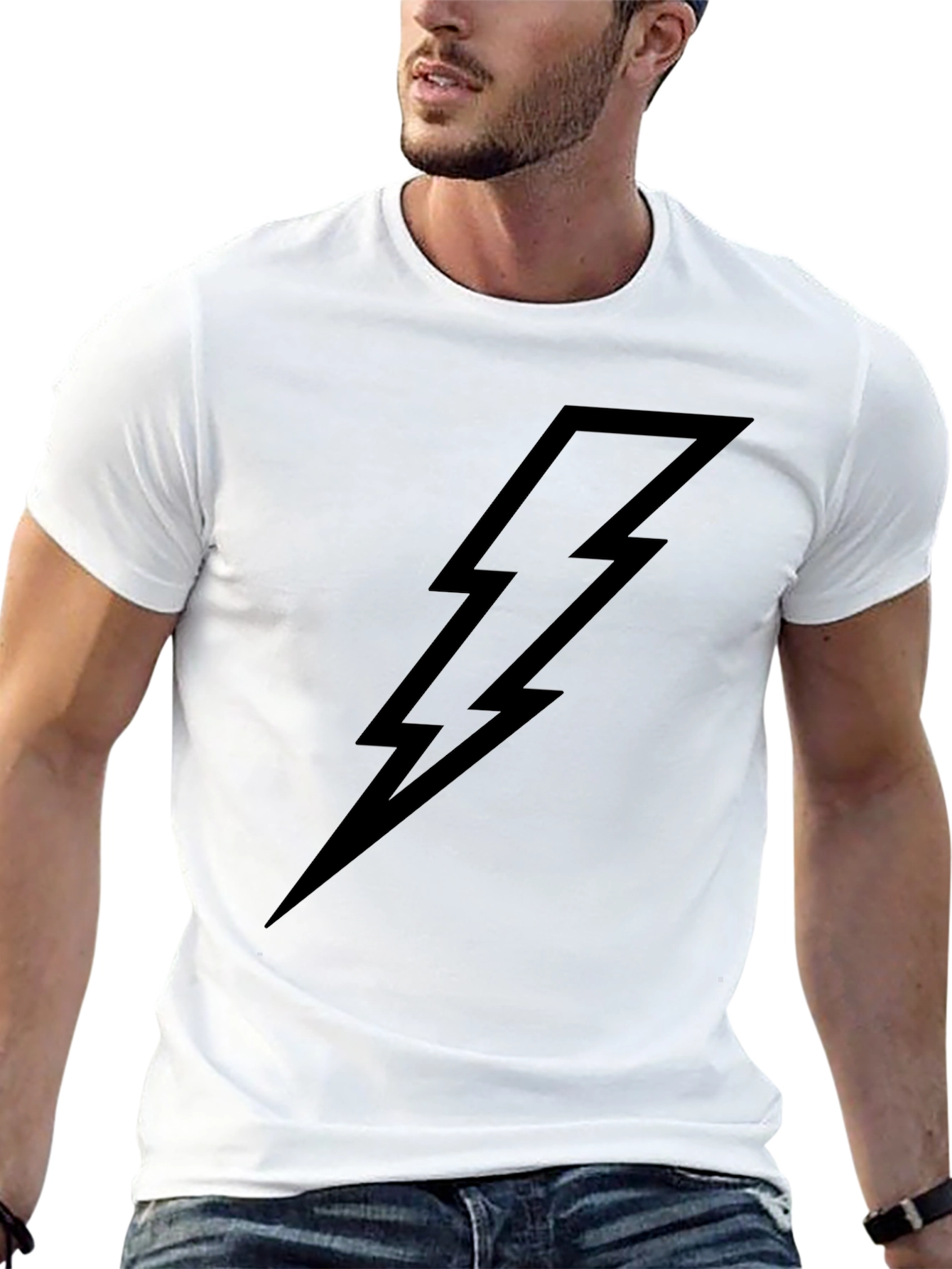 Black T-Shirt with Lightning Bolt Graphic