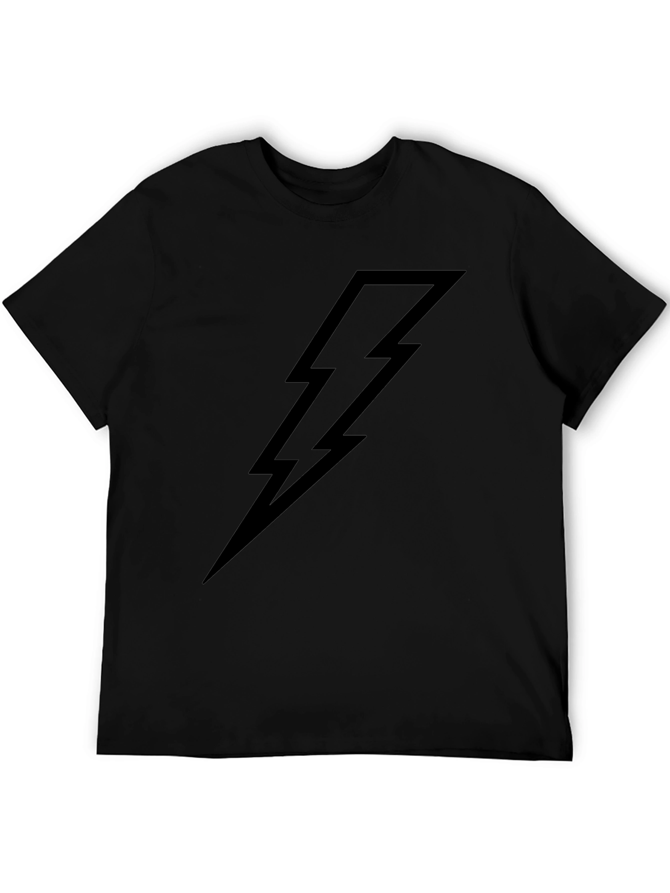 Black T-Shirt with Lightning Bolt Graphic