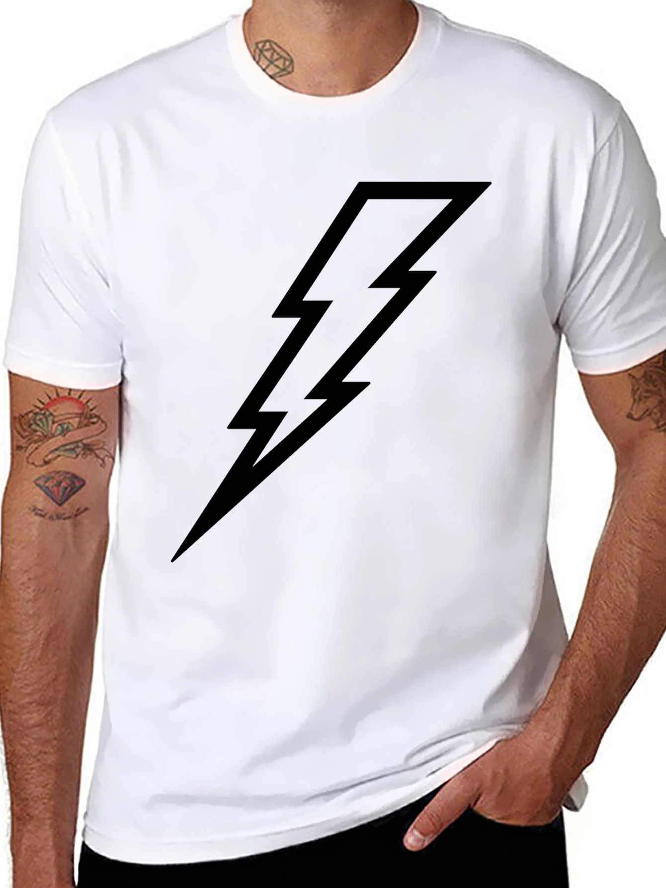 Black T-Shirt with Lightning Bolt Graphic